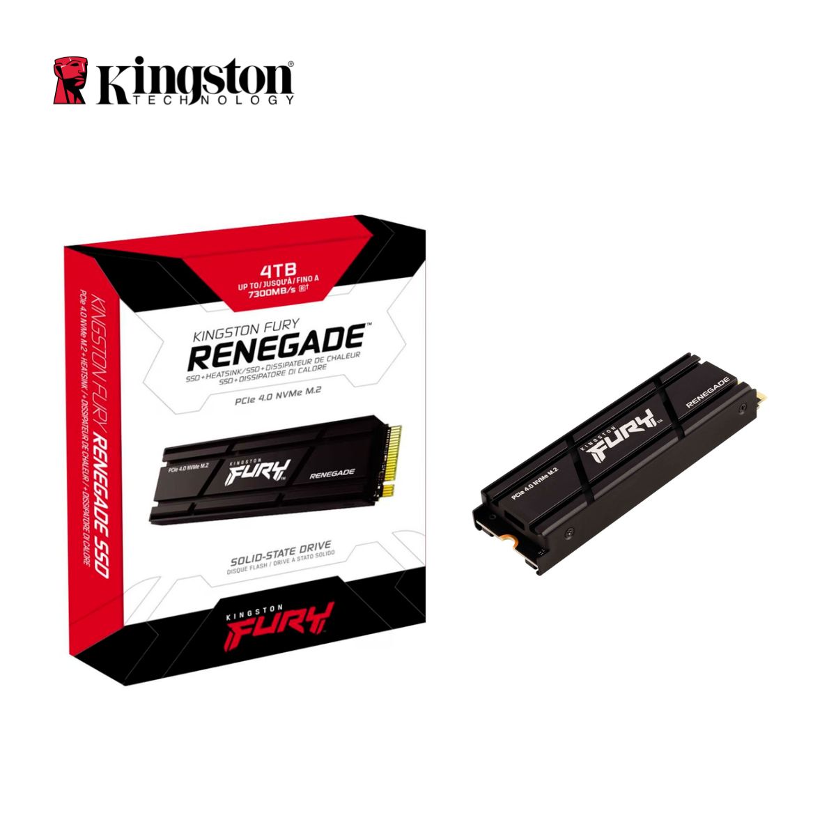 KINGSTON - Unidad en Estado Sólido Kingston FURY Renegade 4TB M.2 2280 PCIe 4.0 x4 NVMe SSD con Disipador