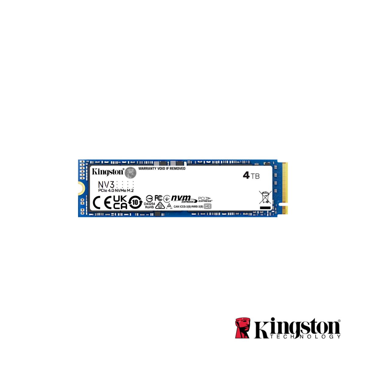 KINGSTON - Unidad en Estado Sólido Kingston NV3 4TB M.2 2280 PCIe 4.0 NVMe SSD