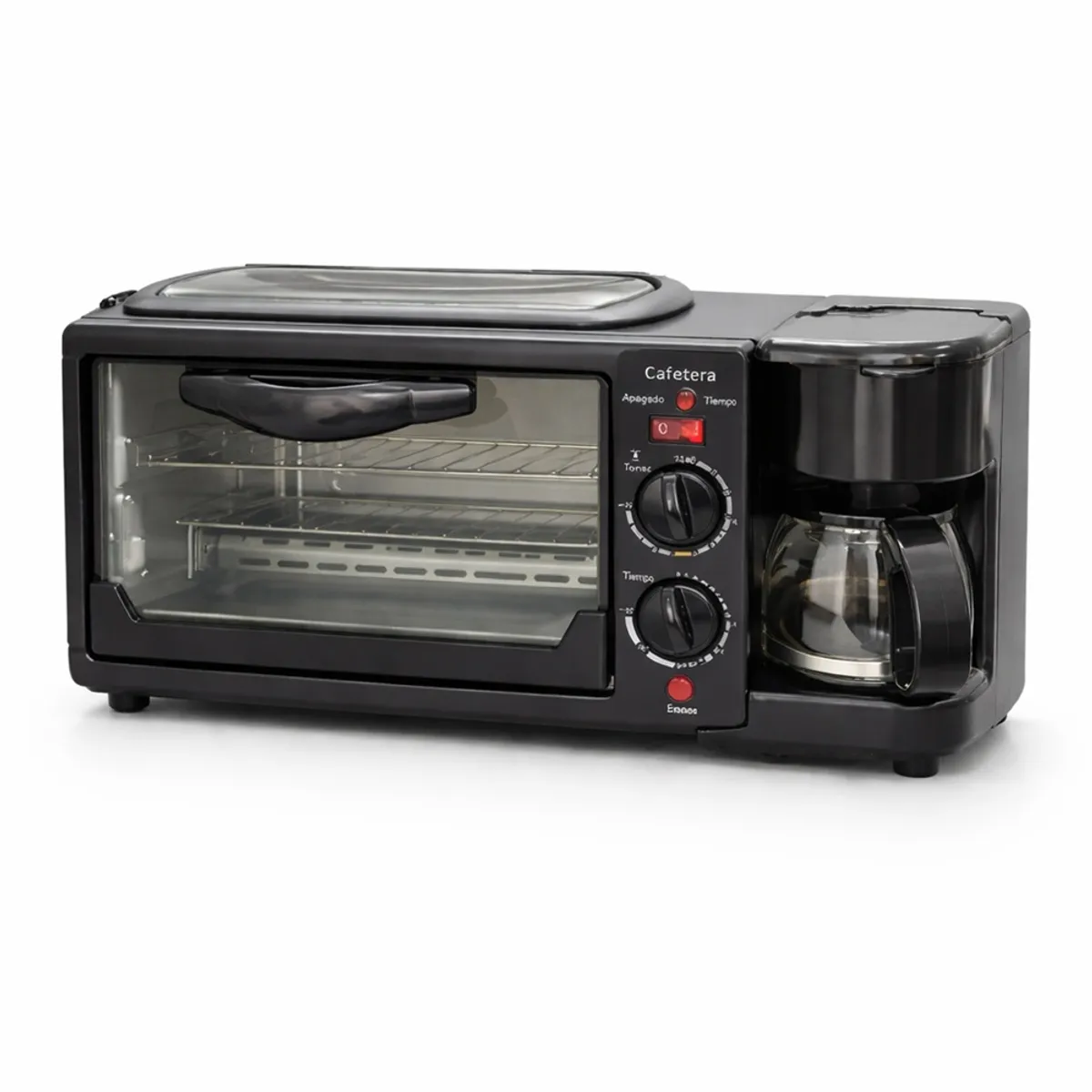 GENERICO - Maquina De Desayuno 3 En 1 Horno - Cafetera - Freidora 12L 1250W
