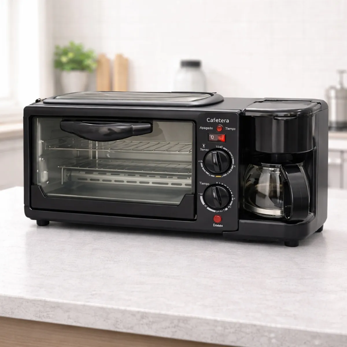 GENERICO - Maquina De Desayuno 3 En 1 Horno - Cafetera - Freidora 12L 1250W