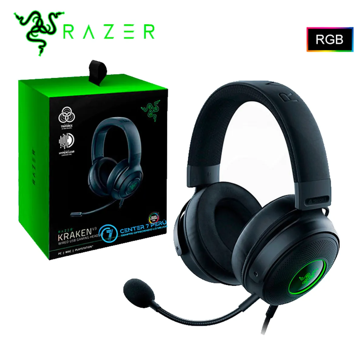 RAZER - AUDIFONO C/MICROF. RAZER KRAKEN V3 X USB 7.1 CHROMA BLACK