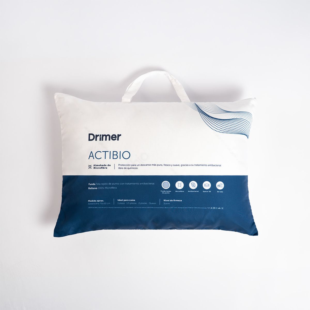 DRIMER - Almohada Drimer Microfibra Actibio Estándar 70x50 cm