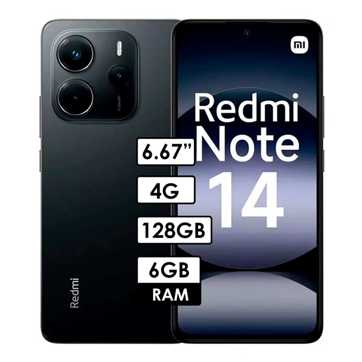 XIAOMI - Celular Redmi Note 14 4G 6GB RAM/ 128GB Negro