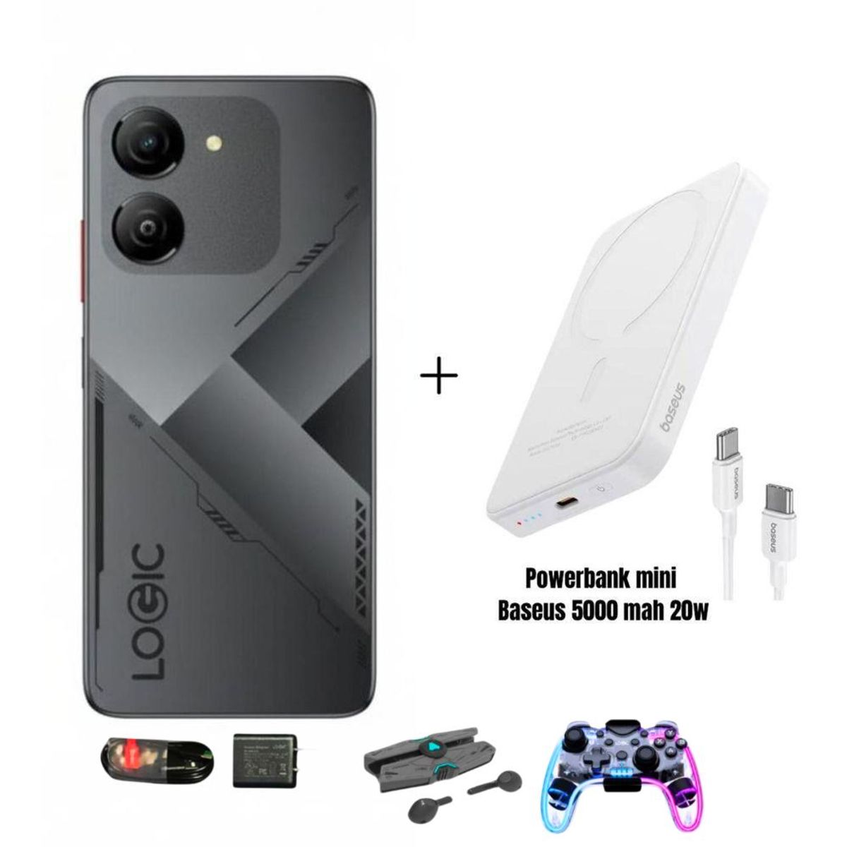 LOGIC - Kit Gamer Celular Logic G1L 14GB RAM 128GB + PowerBank Baseus 5000mAh