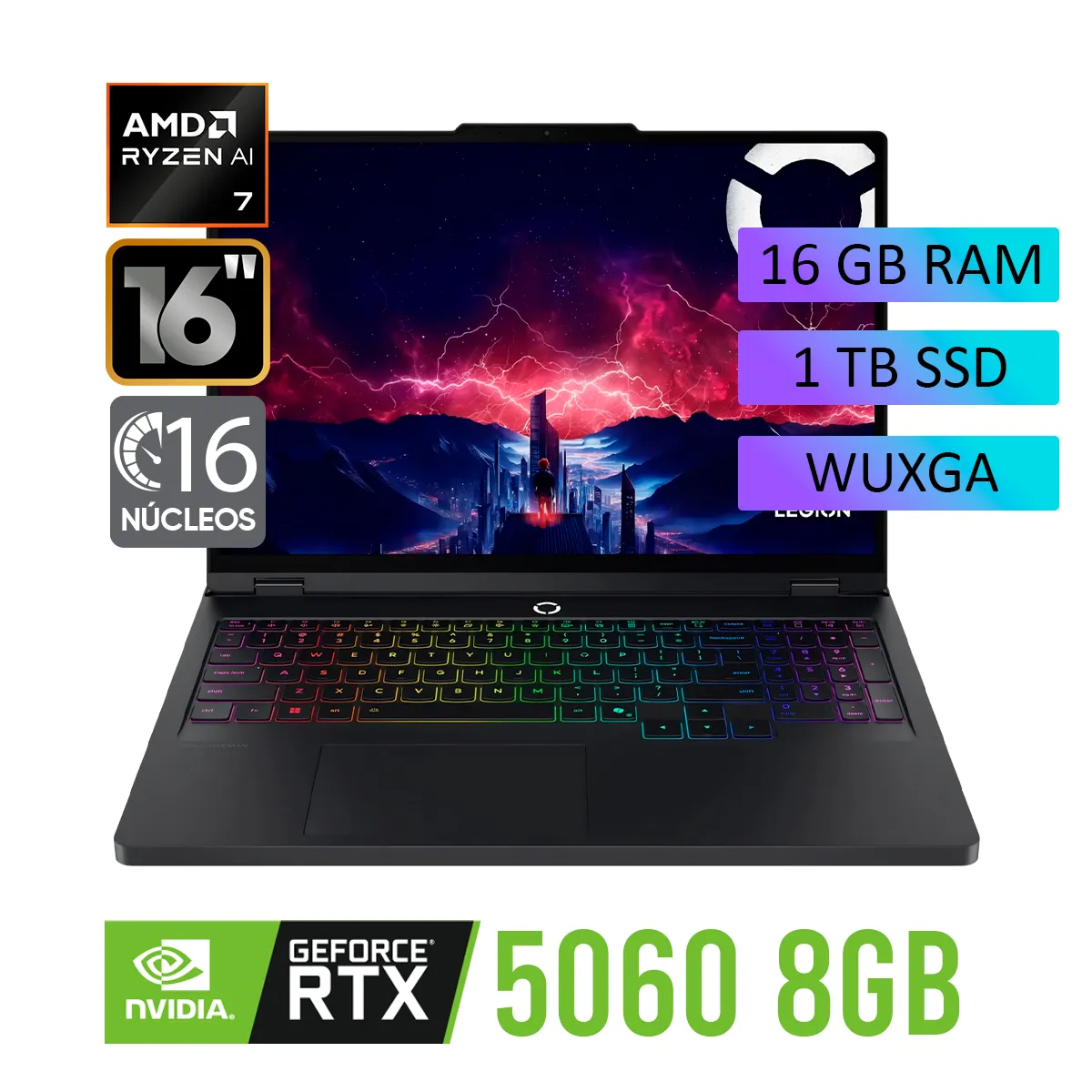 LENOVO - Laptop Lenovo Legion 5 AMD Ryzen AI 7 350 Ram 16GB SSD 1TB RTX 5060 16" WQXGA  WIN 11.