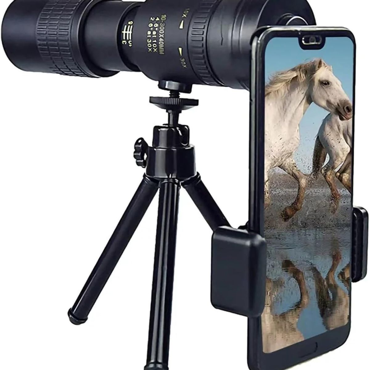 PUREPOWER - Teleobjetivo HK 10-300x40mm para teléfono celular con clip para lente de para teléfonos Inteligentes