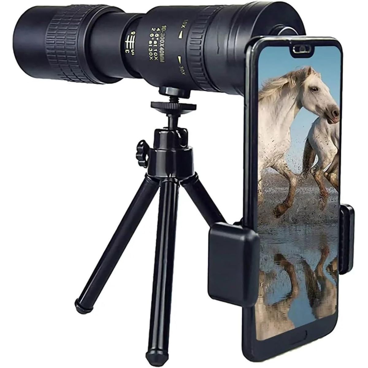 PUREPOWER - Teleobjetivo HK 10-300x40mm para teléfono celular con clip para lente de para teléfonos Inteligentes