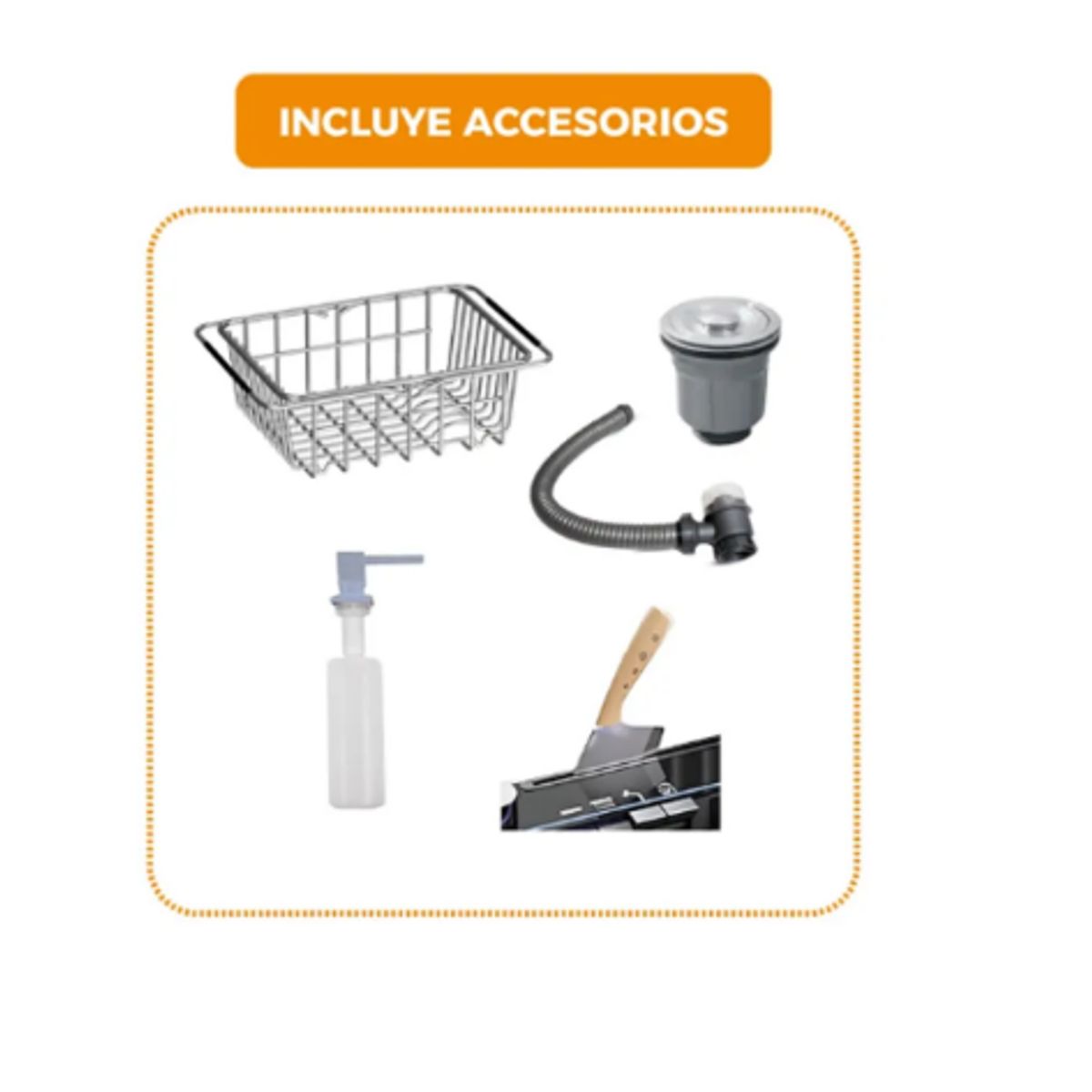 FRATELLI - LAVADERO DE COCINA ACERO CON PORTA CUCHILLO SATINADO 60 X 45 CM PRM-6045S