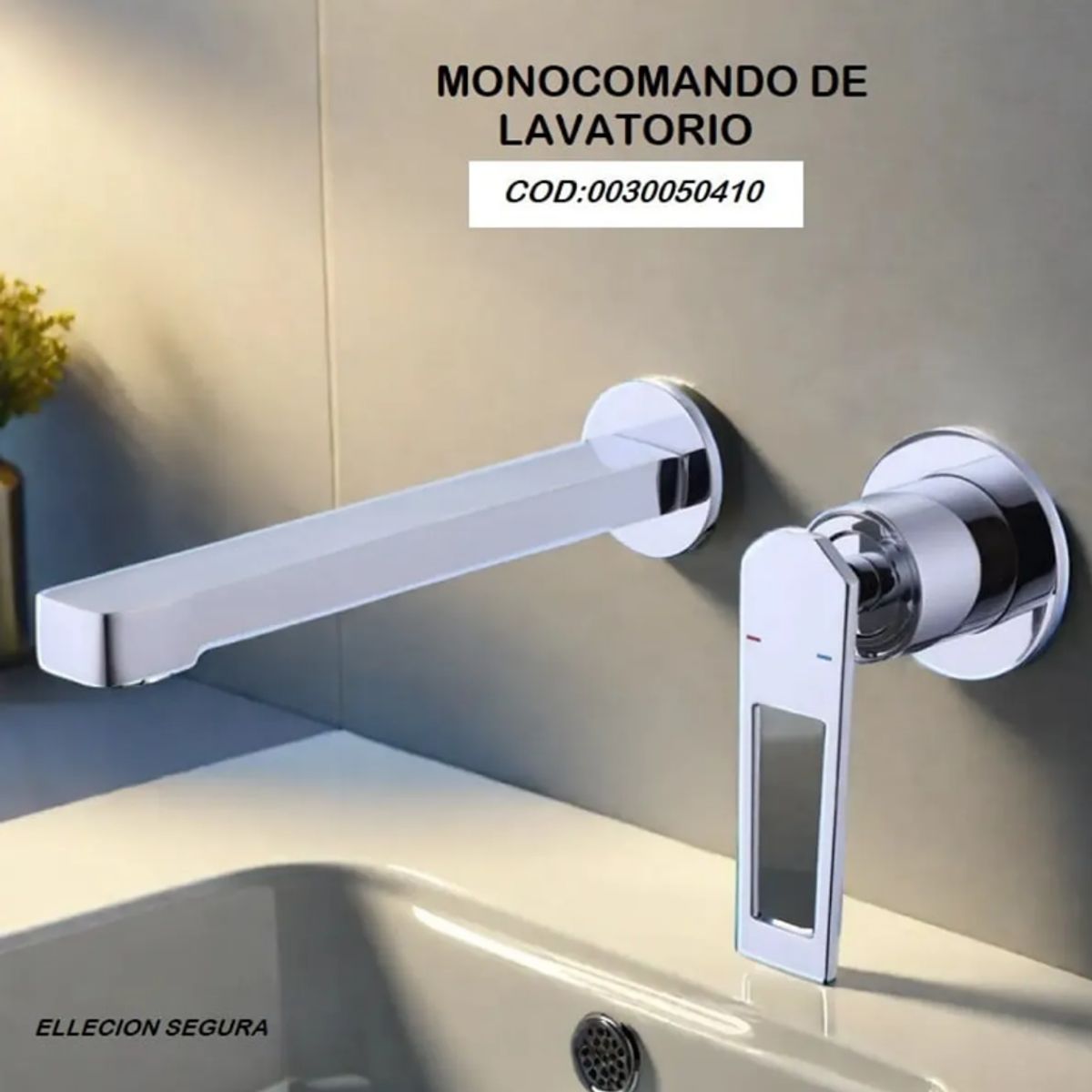 FRATELLI - MEZCLADORA MONOCOMANDO DE LAVATORIO A PARED CROMADO