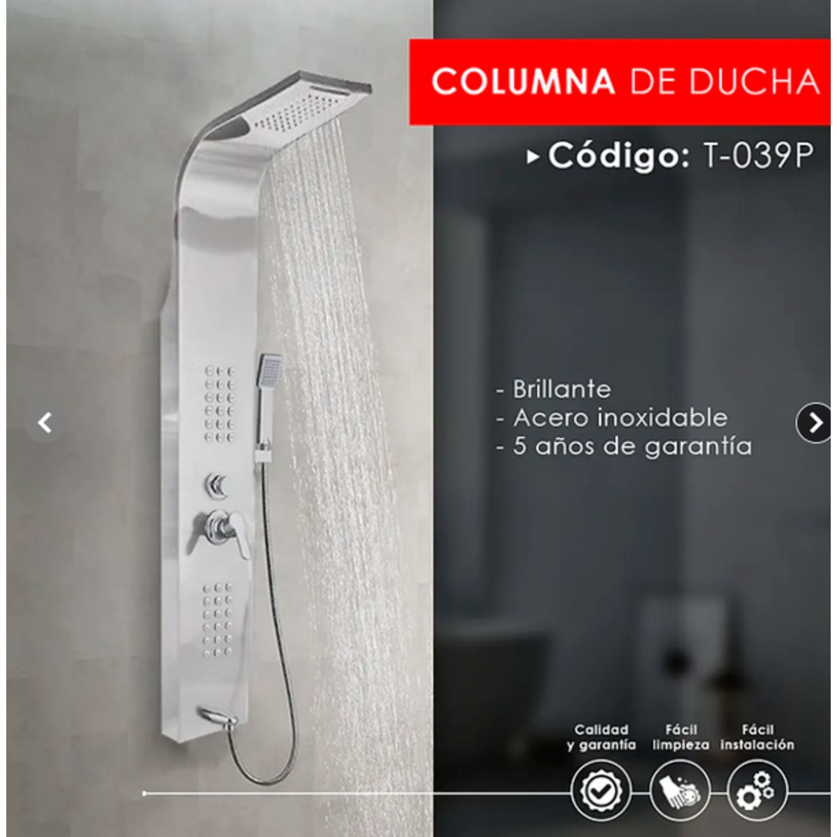 XM - COLUMNA DE DUCHA PLATEADO T-039P