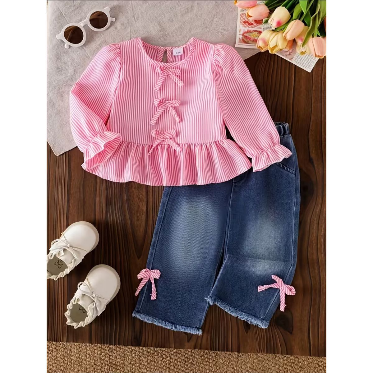 GENERICO - CONJUNTO  DE NIÑA BEBE MODELO CASUAL + BLUSA + PANTALON