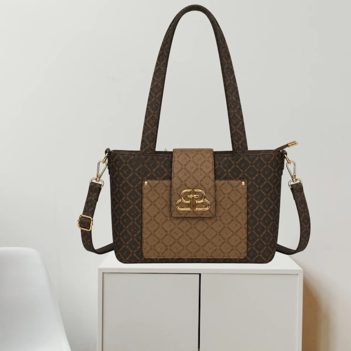 GENERICO - CARTERA ELEGANTE MARRON CON COFFEE
