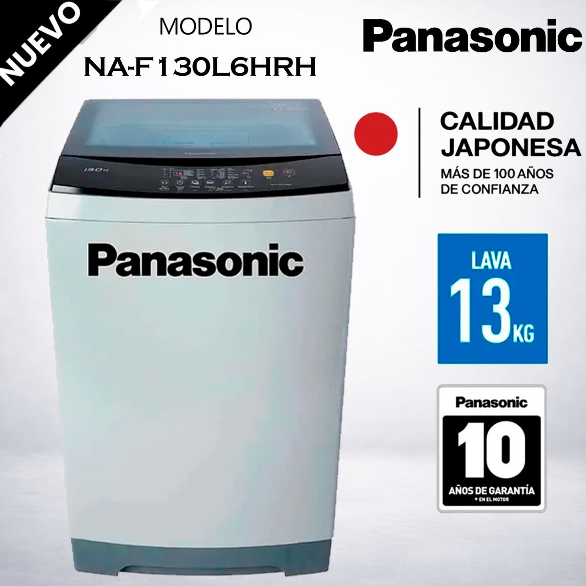 PANASONIC - Lavadora Automatica Panasonic NA-F130L6HRH 13Kg