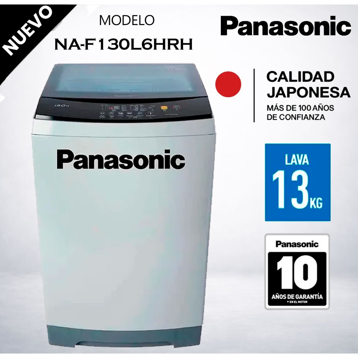 PANASONIC - Lavadora Automatica Panasonic NA-F130L6HRH 13Kg