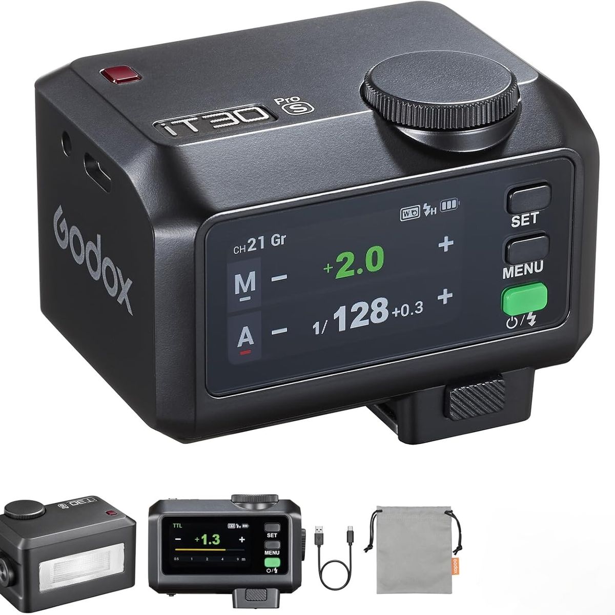GODOX - Flash Godox IT30Pro-S para Sony TTL HSS 18000s Mini Flash de pantalla táctil - Negro