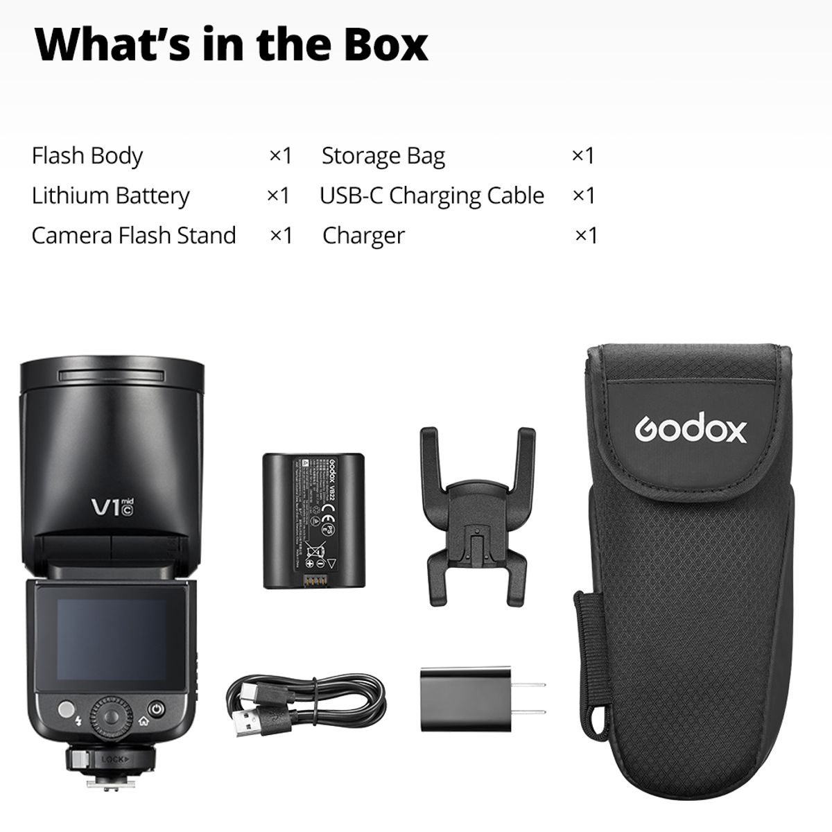 GODOX - GODOX Flash V1 Mid N para Nikon, flash de cámara TTL de cabeza redonda, HSS 18000s