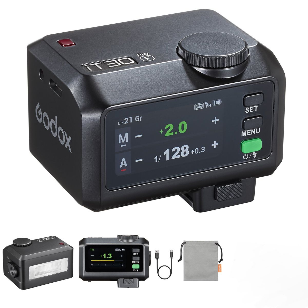 GODOX - Flash Godox IT30Pro-F para Fuji TTL HSS 18000s Mini Flash de pantalla táctil - Negro