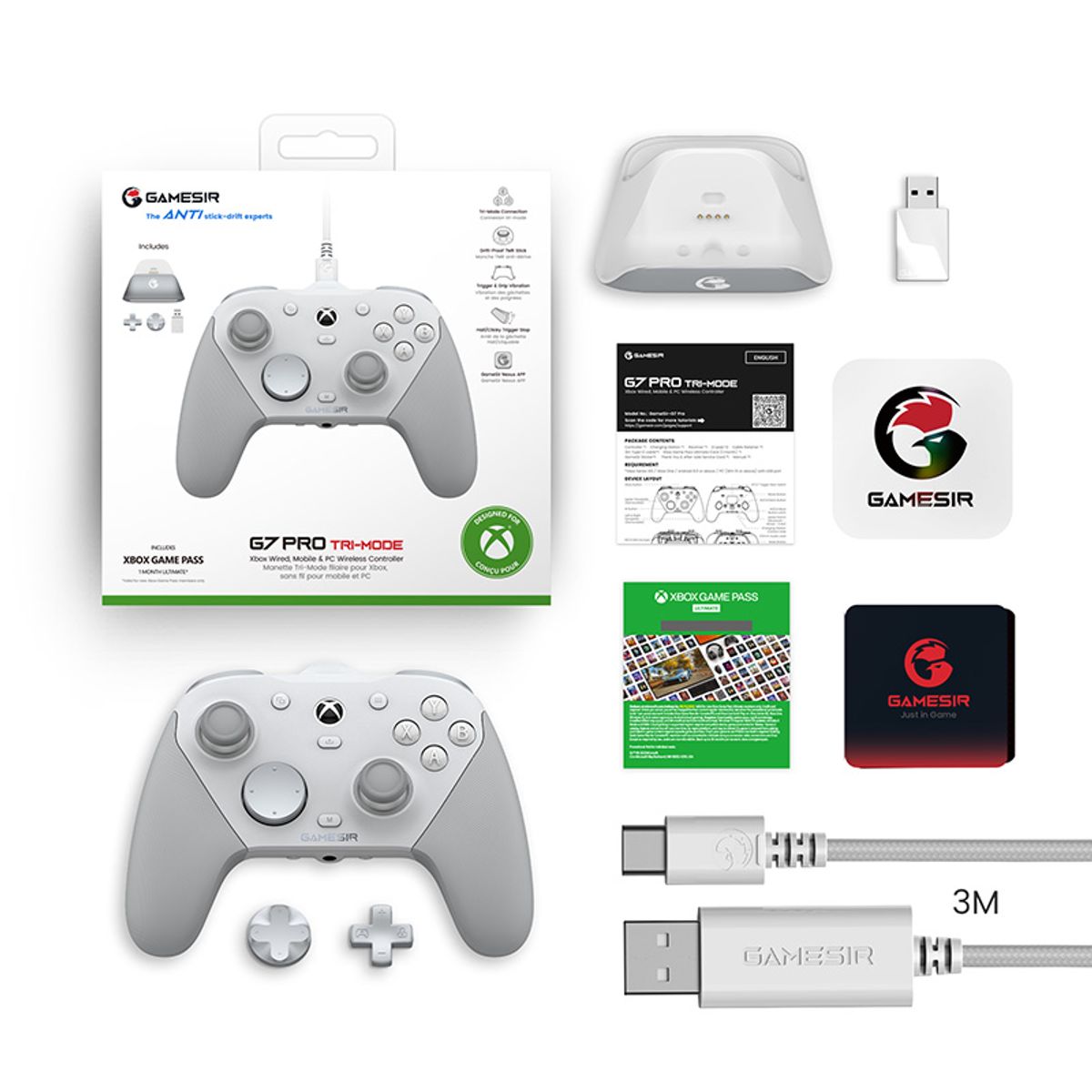 GAMESIR - Control Alámbrico GameSir G7 Pro para Xbox Series XS y Xbox One-Blanco