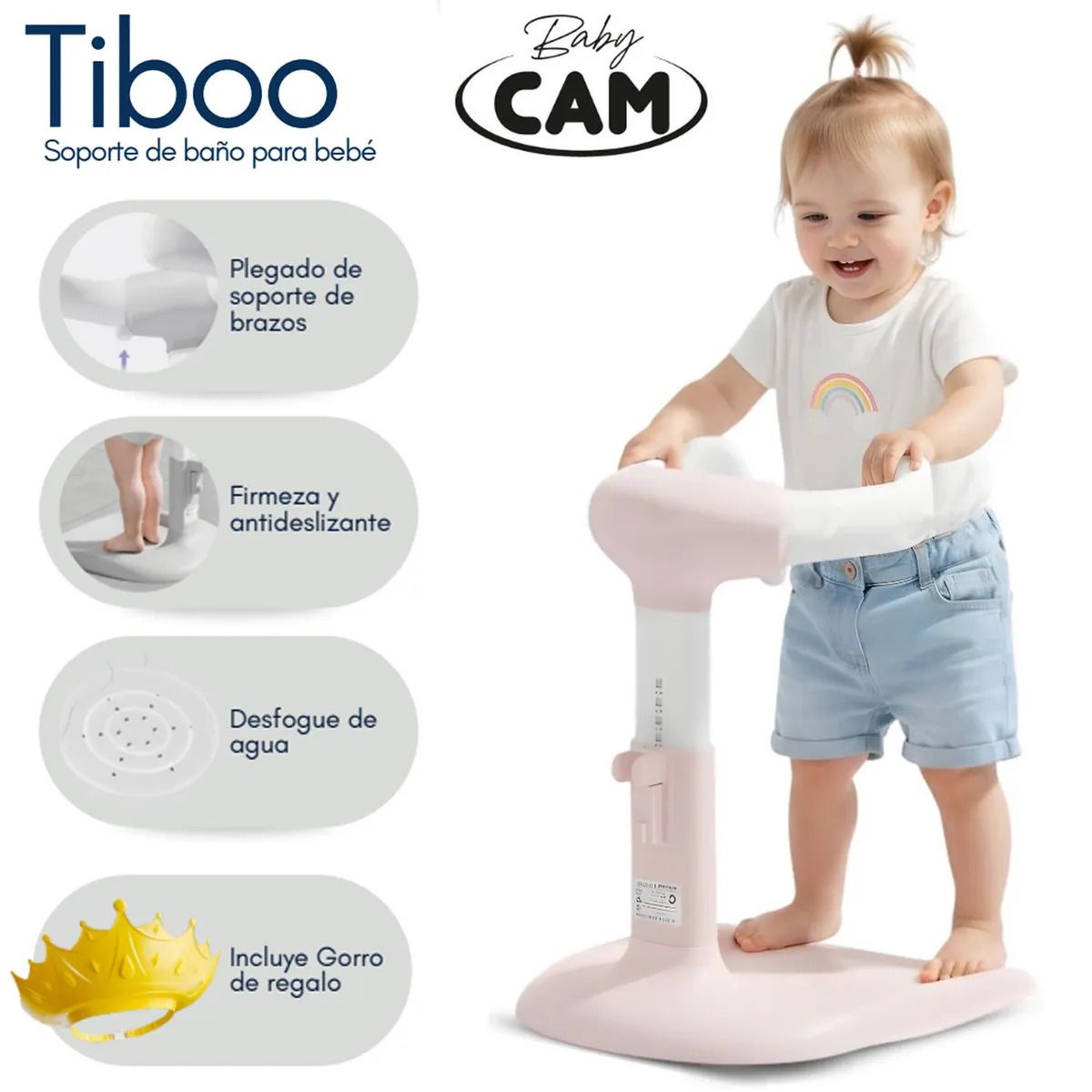 BABY CAM - Soporte de Baños para Bebés «TIBOO» Edición Limitada Pink