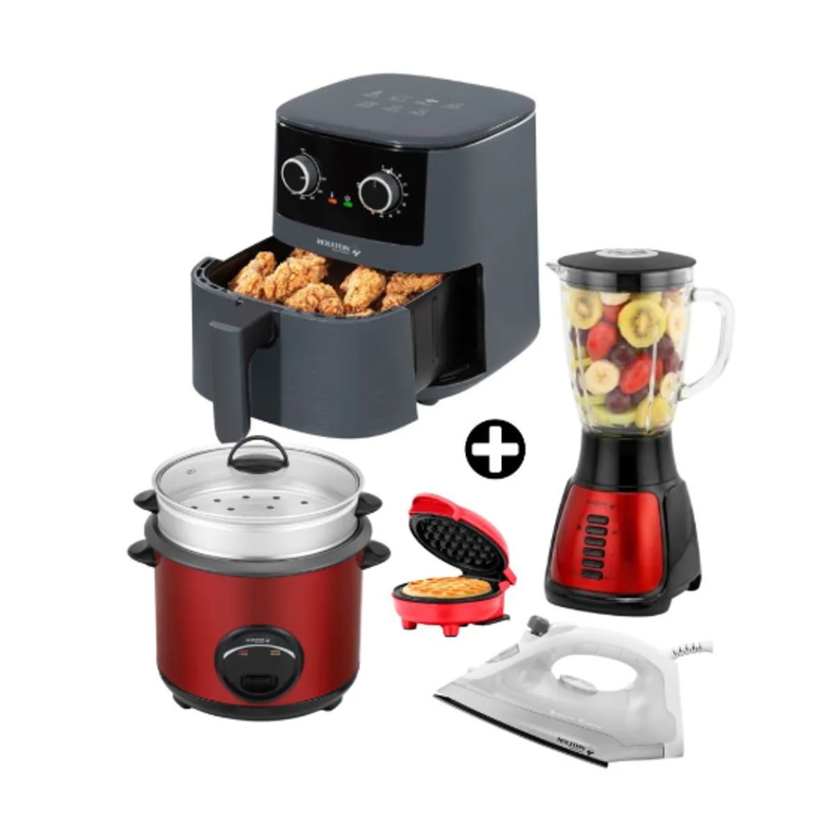 GENERICO - COMBO Holstein: Freidora - Plancha  + Olla+Licuadora + Waflera