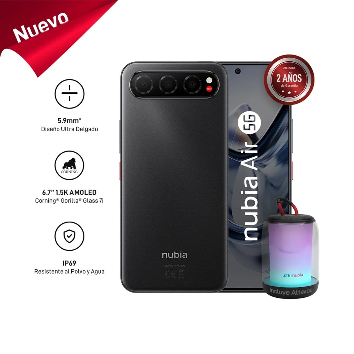 ZTE - Celular Zte Nubia Air 8GB + 256GB Negro
