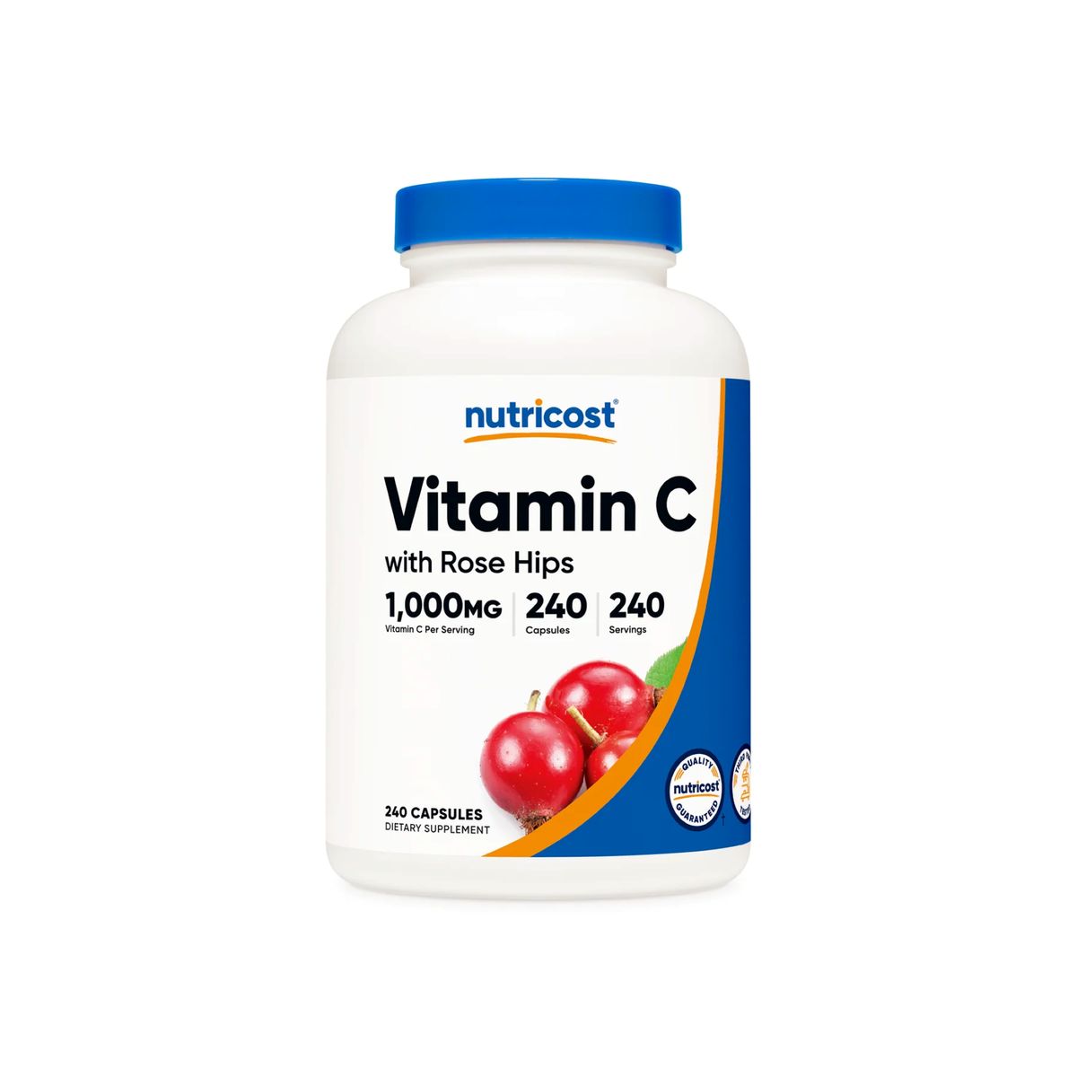 NUTRICOST - VITAMIN C 1000 MG WITH ROSE HIPS VITAMINA C 1000 MG CON ROSA MOSQUETA 240 CAPSULES