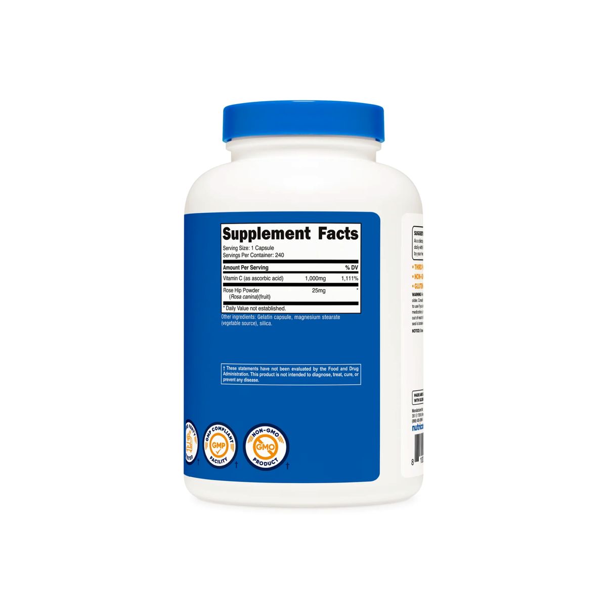 NUTRICOST - VITAMIN C 1000 MG WITH ROSE HIPS VITAMINA C 1000 MG CON ROSA MOSQUETA 240 CAPSULES