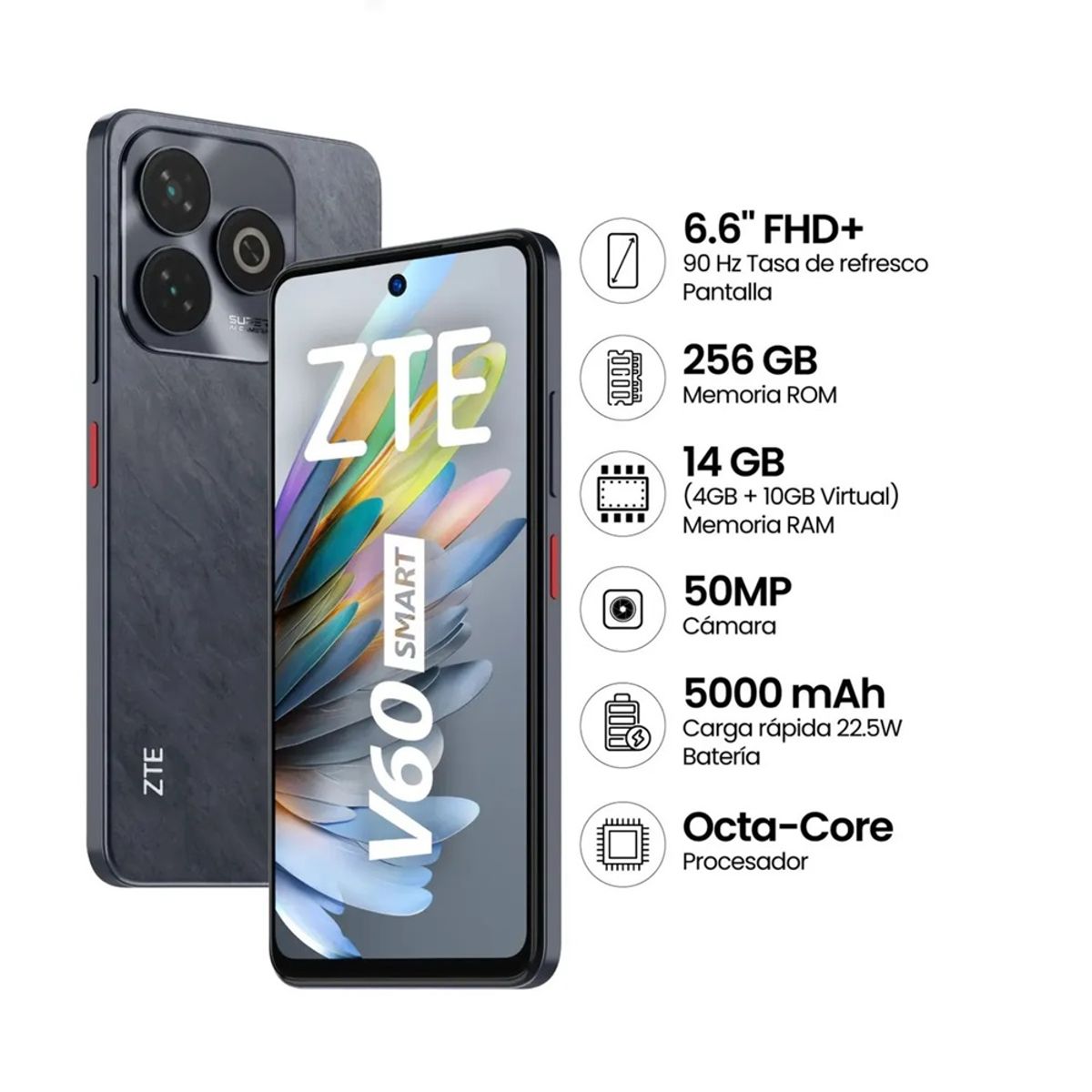 ZTE - CELULAR ZTE Blade V60 Smart 6.6 4GB 256GB 50MP Negro