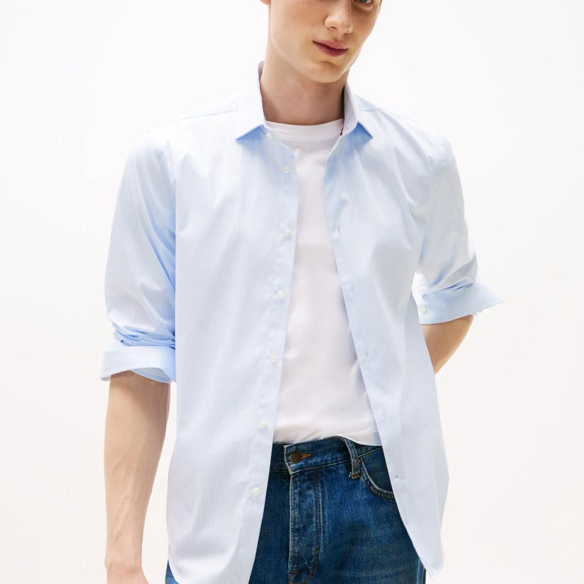 TOMMY HILFIGER - CAMISA DC FLEX COLLAR STRIPE SHIRT TH