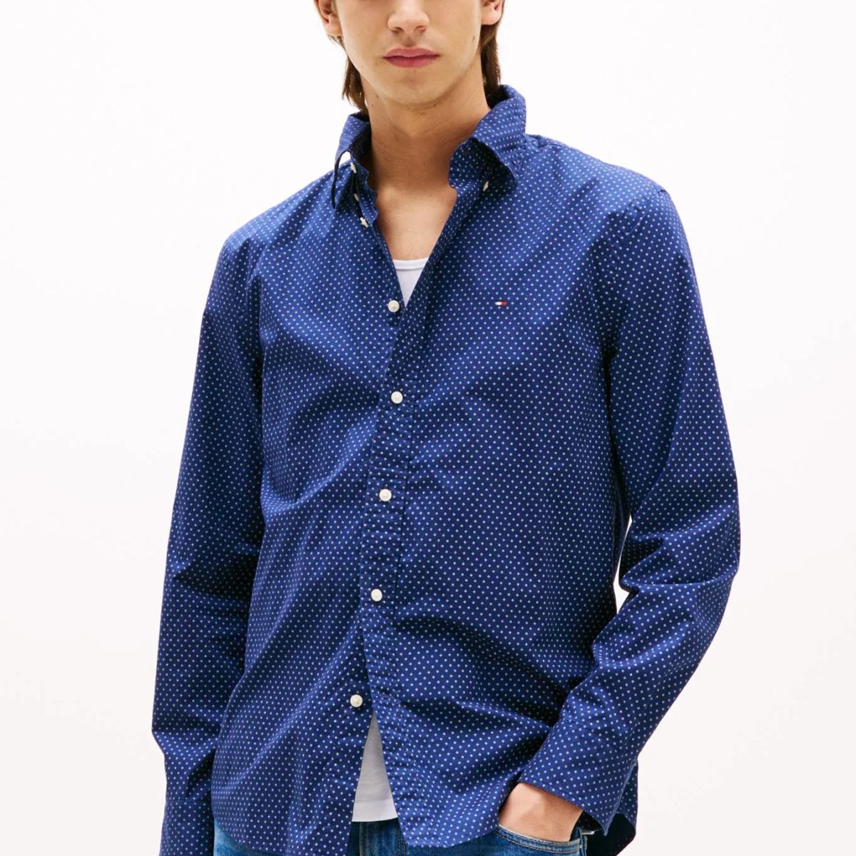 TOMMY HILFIGER - CAMISA FLEX POPLIN FAKE SOLID RF SHIR TH
