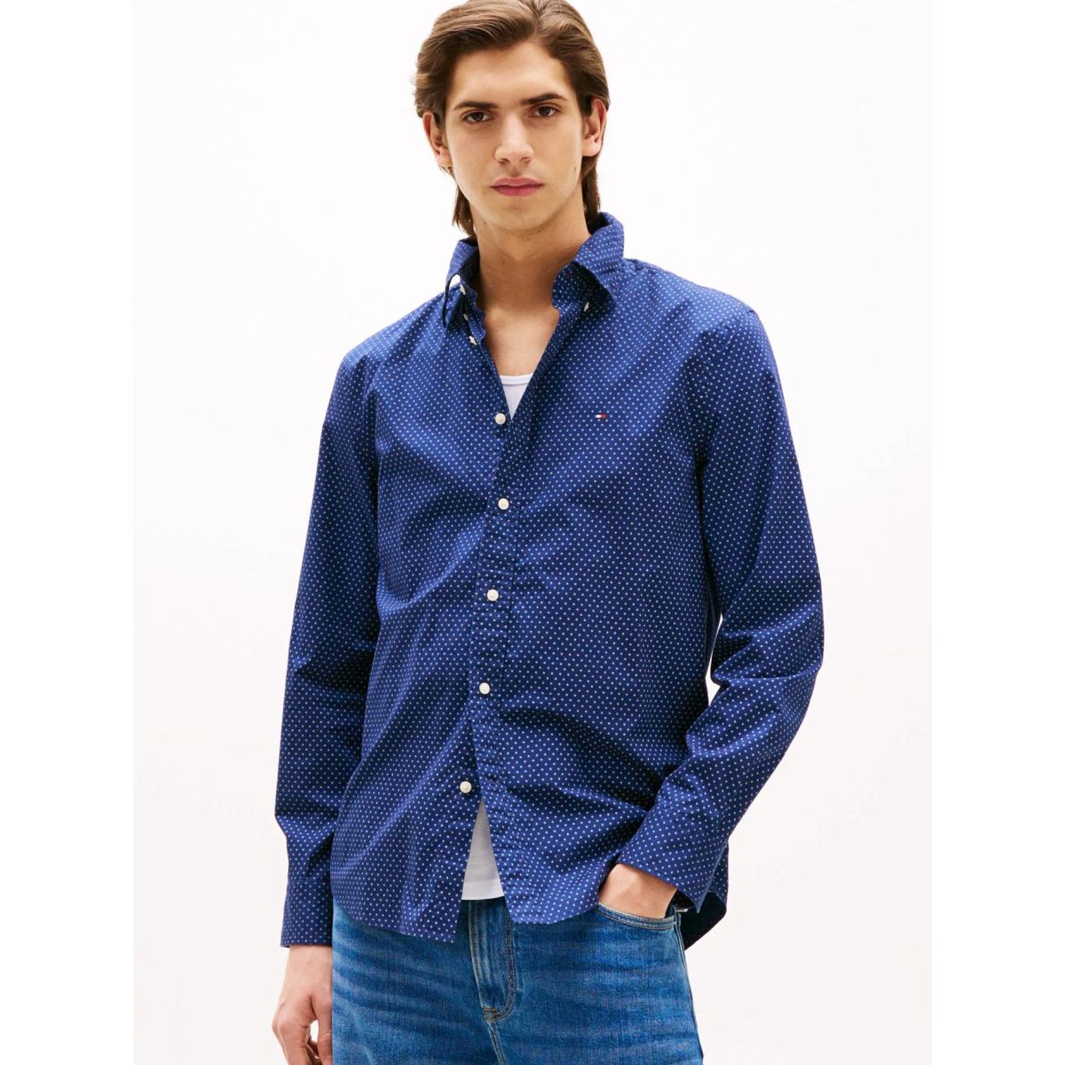 TOMMY HILFIGER - CAMISA FLEX POPLIN FAKE SOLID RF SHIR TH