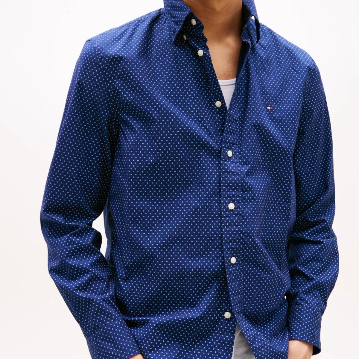 TOMMY HILFIGER - CAMISA FLEX POPLIN FAKE SOLID RF SHIR TH