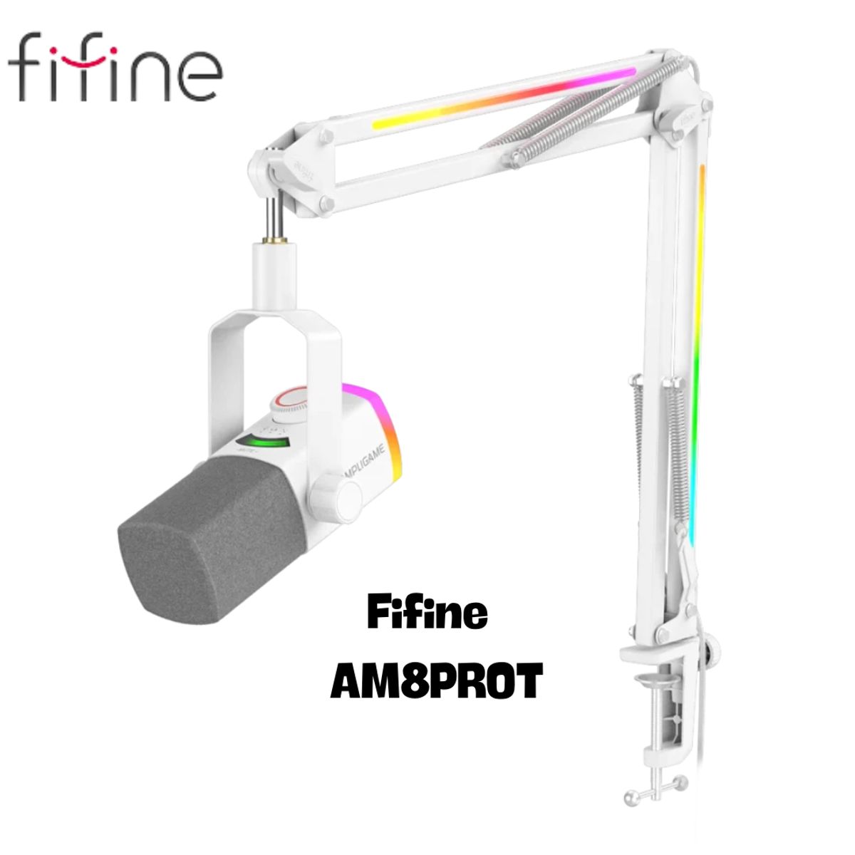 FIFINE - Micrófono Fifine AM8PROT WHITE con Brazo