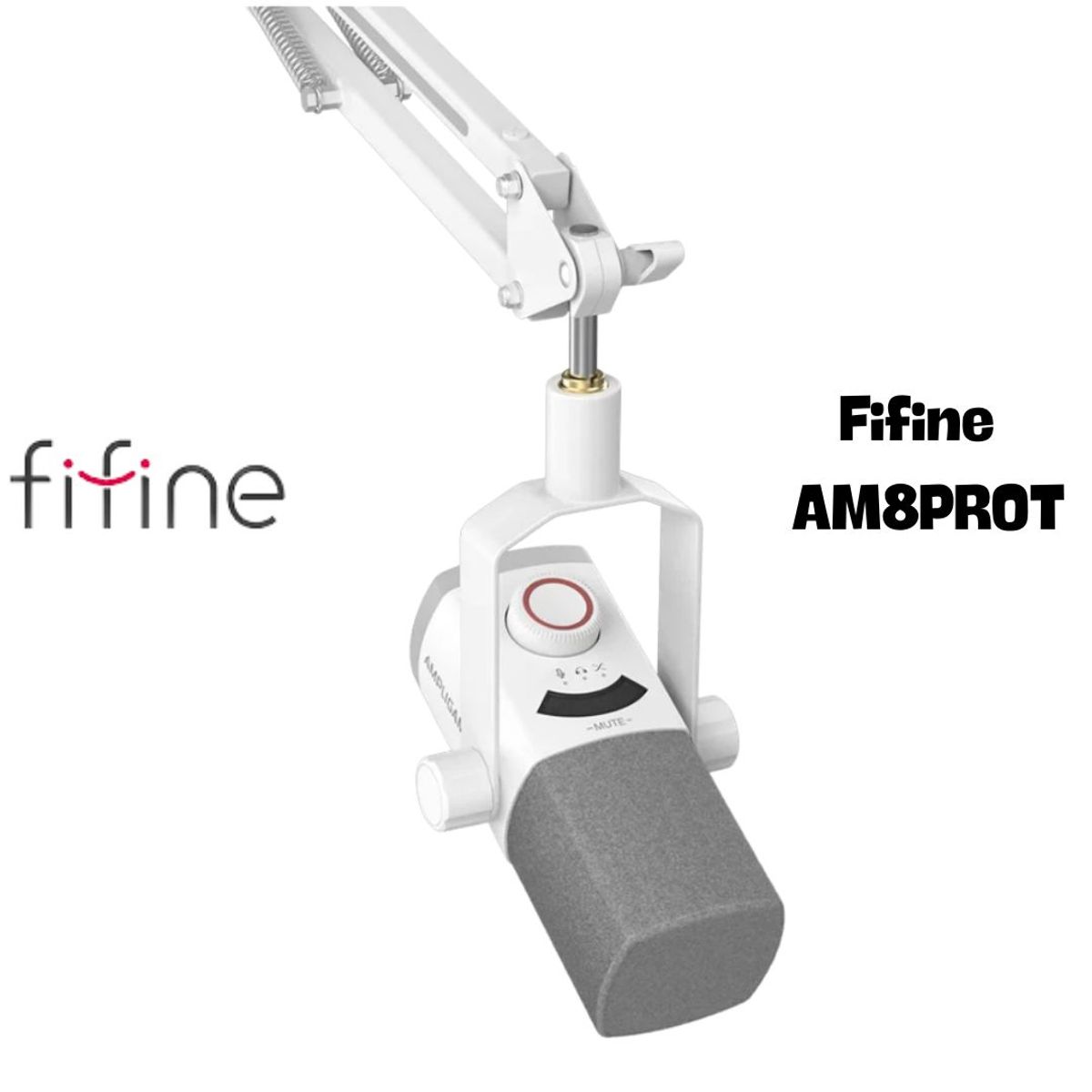 FIFINE - Micrófono Fifine AM8PROT WHITE con Brazo