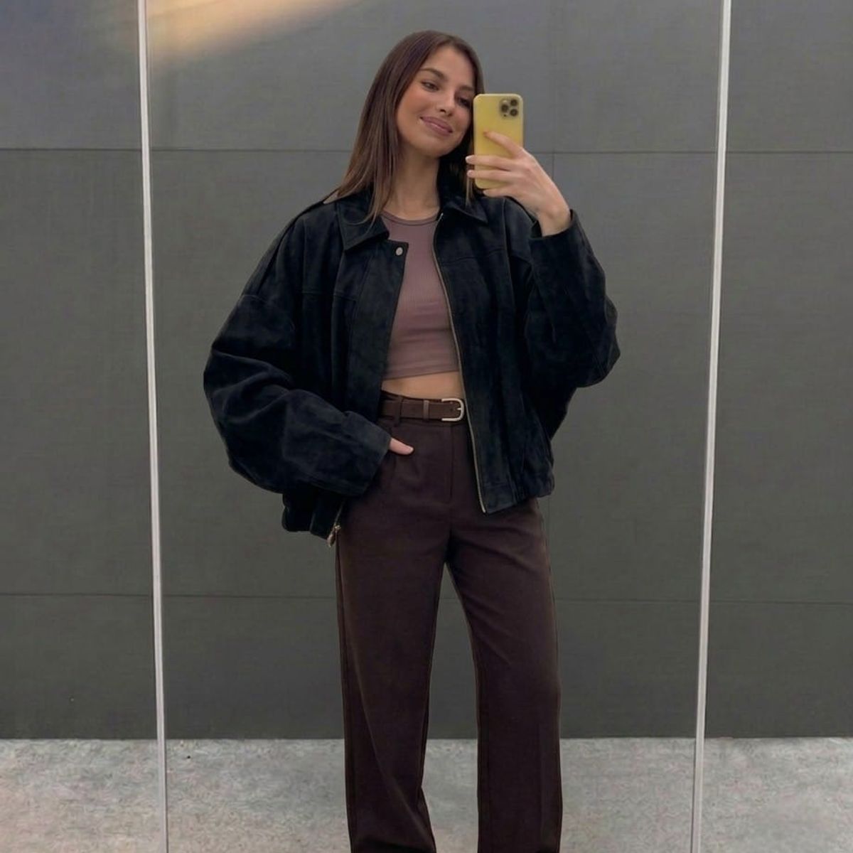 GENERICO - CASACA BOMBER SUET OVERSIZE DE MUJER