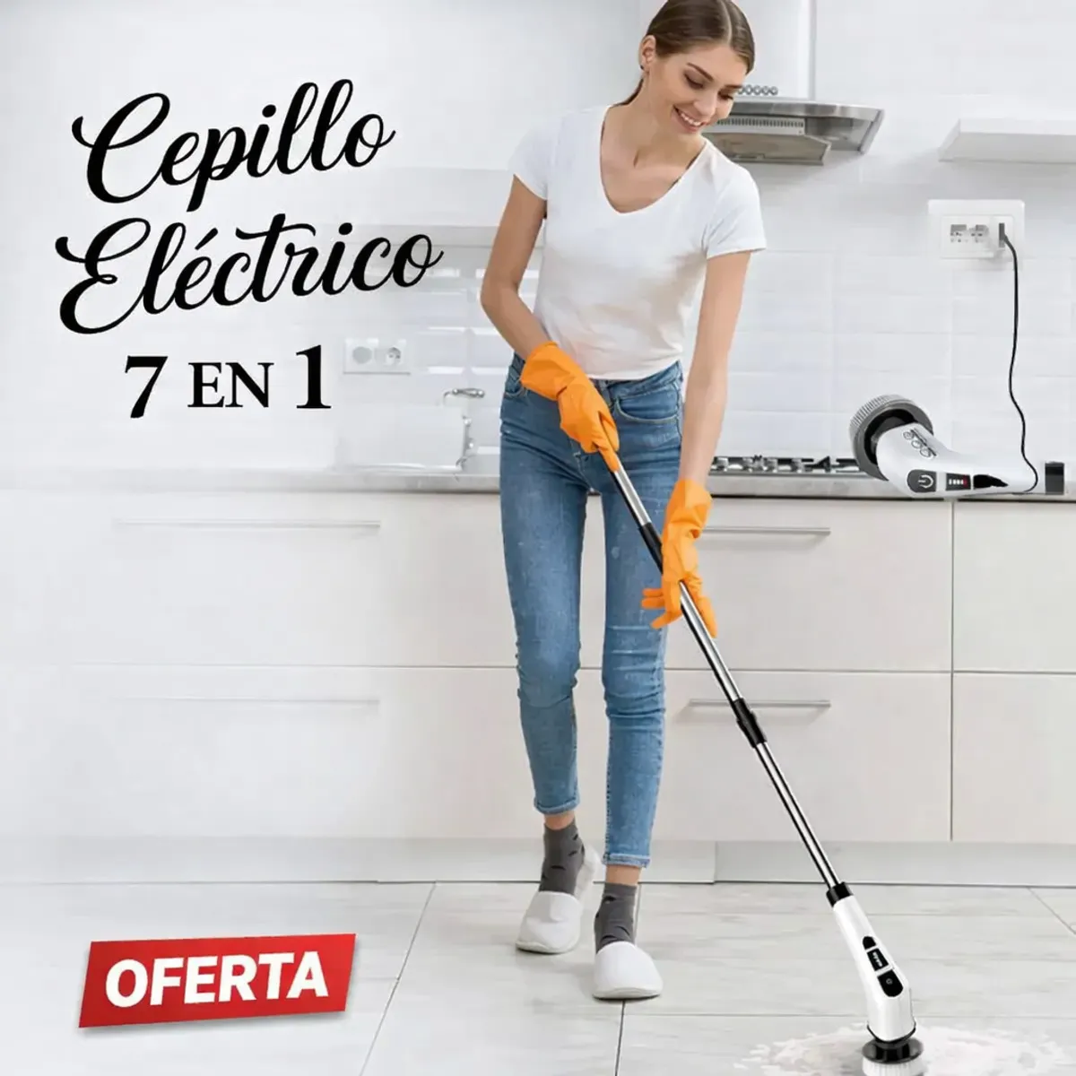 GENERICO - BARREDORA CEPILLO ELÉCTRICO GIRATORIO 7 EN 1 DE LIMPIEZA MULTIFUNCIONAL