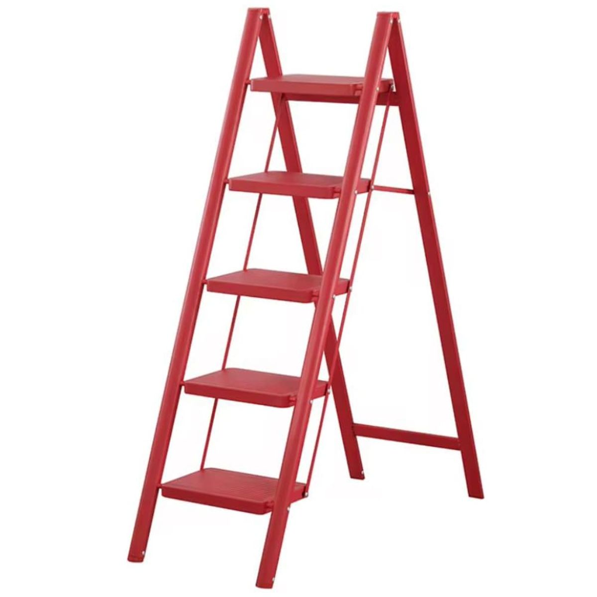 GENERICO - Escalera plegable 5 escalones resistente compacta negra antideslizante uso hogar oficina