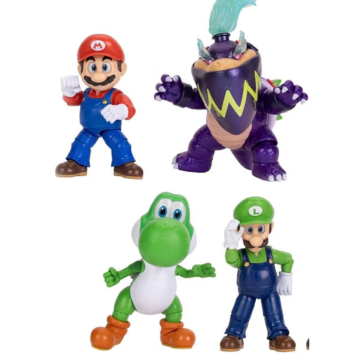 JAKKS PACIFIC - Set 4 Figuras Super Mario Bros Galaxy Movie Mario Luigi Yoshi Bowser Jr Exclusivo