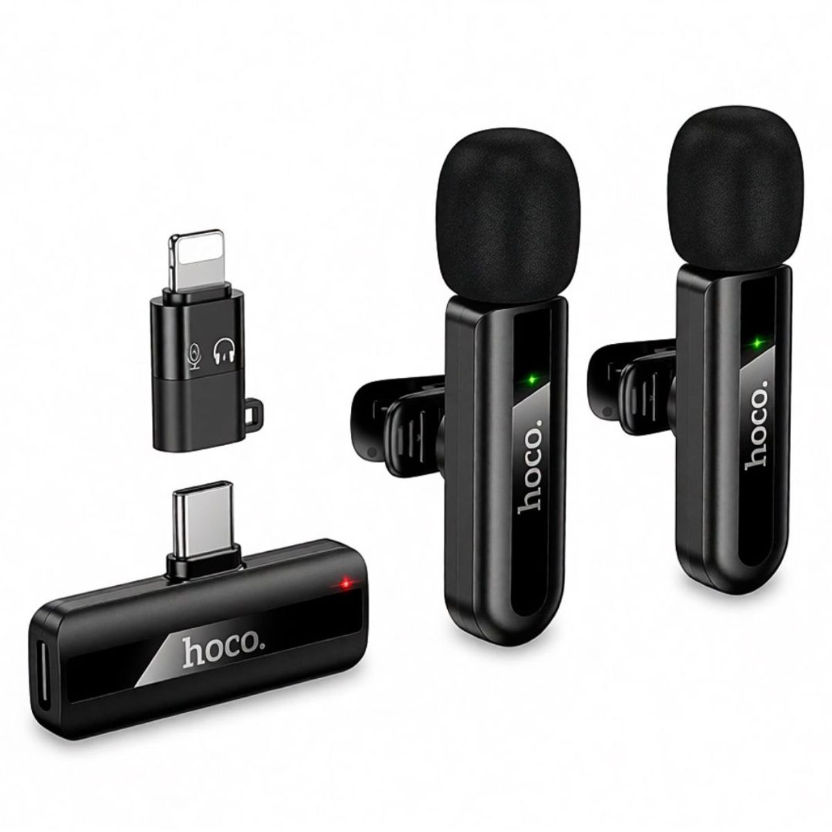 HOCO - Micrófono Solapero Inalámbrico Doble Hoco L20A USB-C y Lightning con Reducción de Ruido