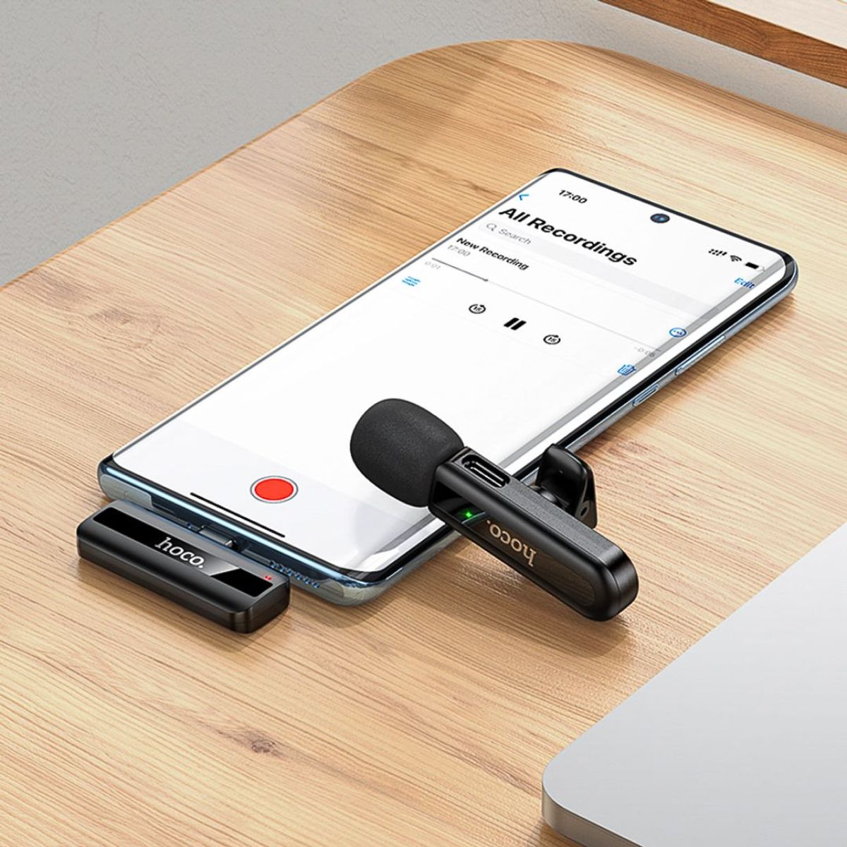 HOCO - Micrófono Solapero Inalámbrico Hoco L20 Fair USB-C con Reducción de Ruido y Plug and Play