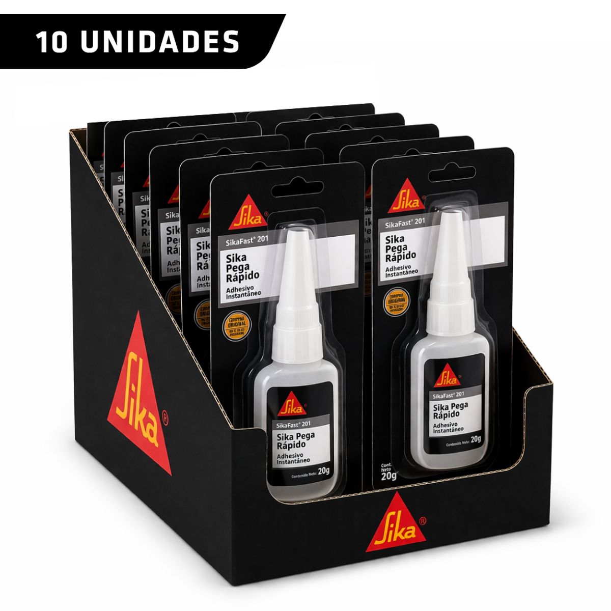 SIKA - Pack de 10 unidades de Sikafast 201/ Adhesivo instantáneo monocomponente de uso general