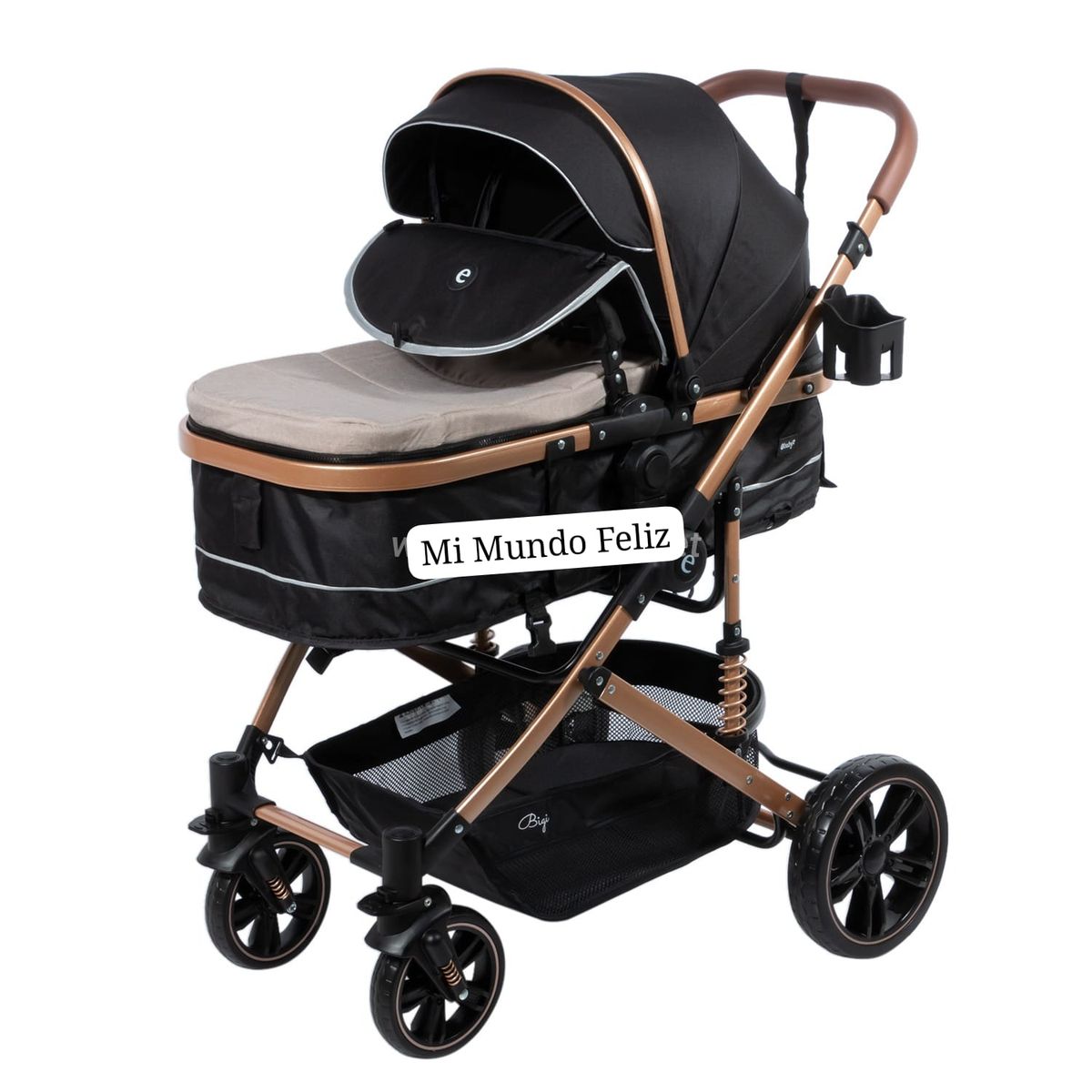 EBABY - Coche para Bebe Moises Multiposicion Gold Incalcult  Beige
