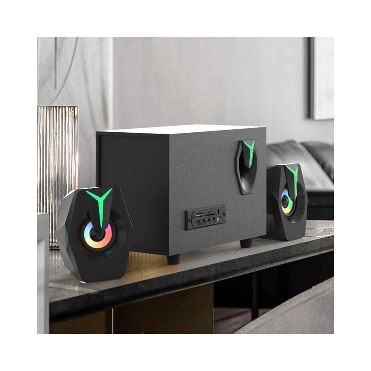 GENERICO - Parlantes Bluetooth con Subwoofer con Luces y Control Remoto 11W para PC Laptop y Celular