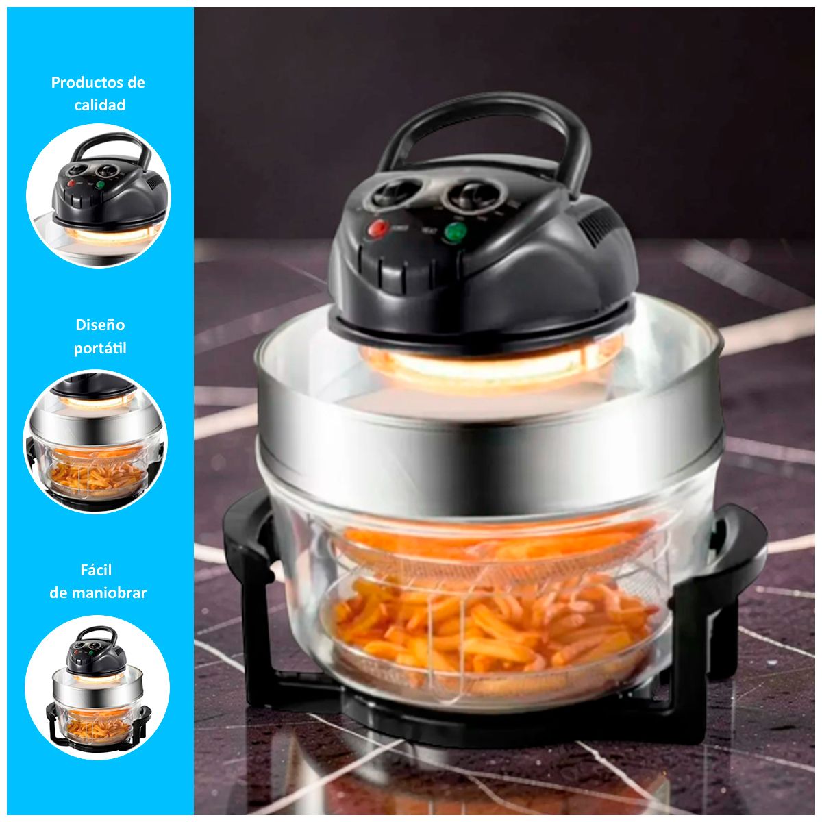 GENERICO - Freidora de Aire 17 Litros 8 en 1 Raf 3500W