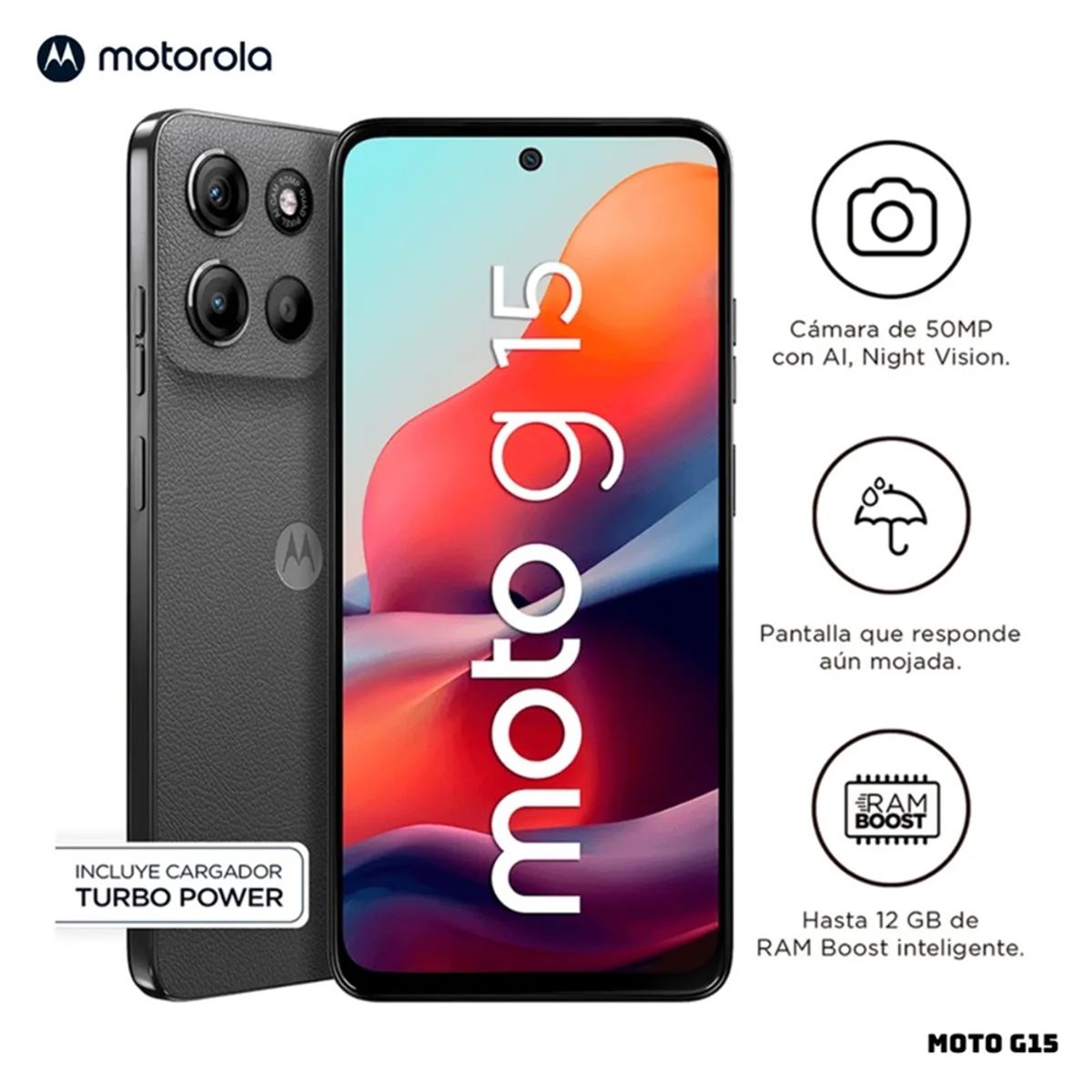 MOTOROLA - CELULAR MOTOROLA MOTO G15 4GB RAM 256GB ROM - GRIS