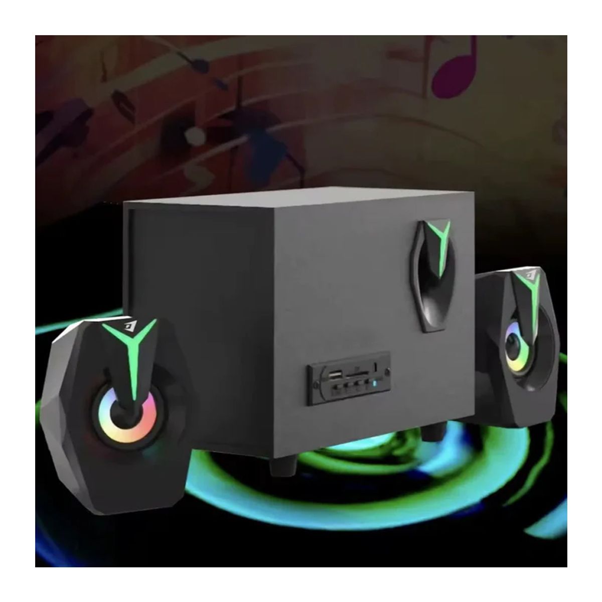 GENERICO - Parlante Altavoz Bluetooth con Subwoofer con Luces y Control Remoto 3W x 2 y 5W