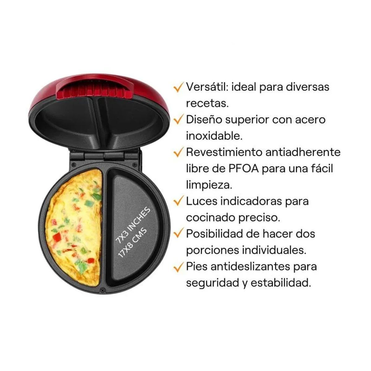 GENERICO - Máquina de omelettes de 2P Holstein Rojo
