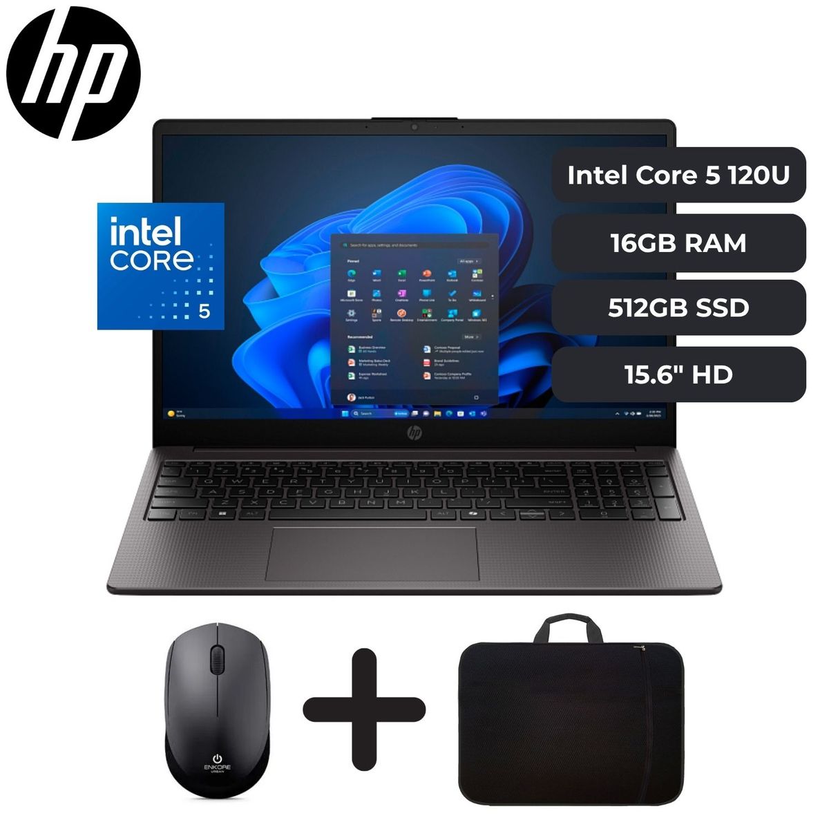 HP - Laptop HP 250R G10 Core 5 120U(i5 1334U Mejorado), 16GB RAM, 512GB SSD, 15.6" HD + MOUSE Y FUNDA