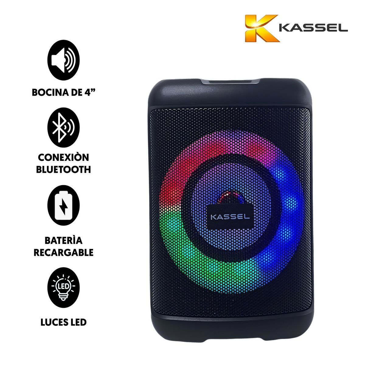HALION - Parlante Portatil KASSEL K410 USB Bluetooth LED KASSEL