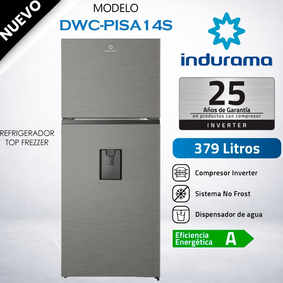 INDURAMA - Refrigeradora Indurama Con Dispensador 379LT RI-469DI - Croma